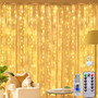 3*3m Cortina De Luz 300 Pisca Pisca Led Decoração De Natal Amarelo 110v/220v