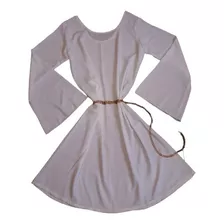 Vestido Playero Blanco Con Mangas Largas Oxford 