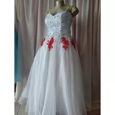 Vestido 15 Con Rojo 3 Piezas 