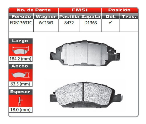 Balatas Delanteras Gmc Sierra 2015 2016 2017 Ceramica Foto 2