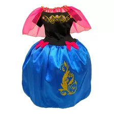 Fantasia Vestido Infantil Princesa Ana Frozen Festa Luxo