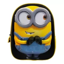 Mochila Niños 3d Minions Negro Bolso Morral