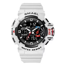 Relógio Masculino Smael Militar Shock Original Tatico Sporte Cor Da Correia Branco