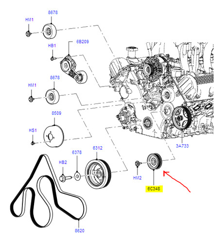 Polea Acanalada Correa Accesorios Ford Thunderbird 3.8 90-95 Foto 2