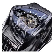 Reloj Automático Para Hombre Triangle Black Skeleton