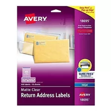 Avery Matte Frosted Clear Etiquetas De Remite Para Impresora