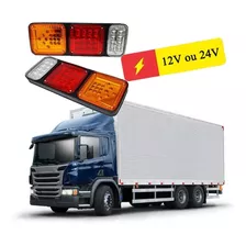 Par Lanterna Led Caminhão Carreta Traseira Van Universal 12v