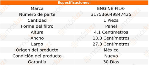 1- Filtro Para Aire Grand Caravan L4 2.4l 96/97 Engine Fil Foto 2