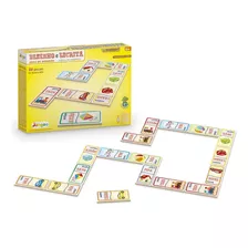 Domino Jogo Infantil 28 Peças Madeira Aprendizado Letras