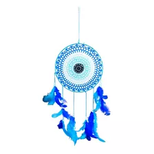 Atrapasueño Artesanal Ojo Turco Tejido Grande 60 Cm Plumas