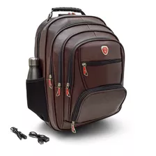 Mochila Masculina Notebook Reforçada Couro Trava Segurança