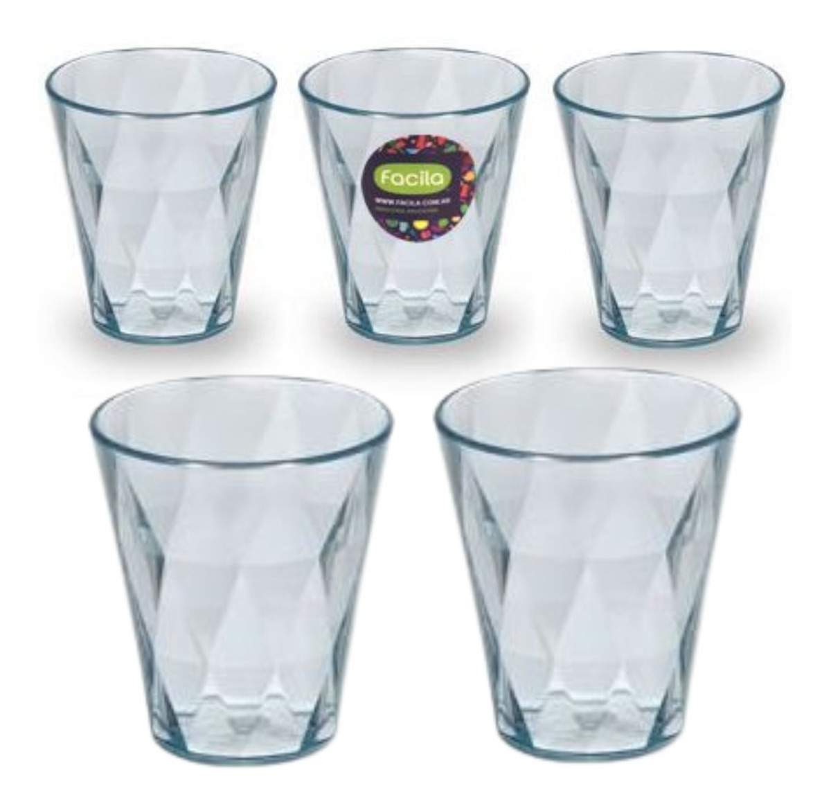 5 Vaso Plástico Acrílico Cristal Para Cocina Comedor 260cc