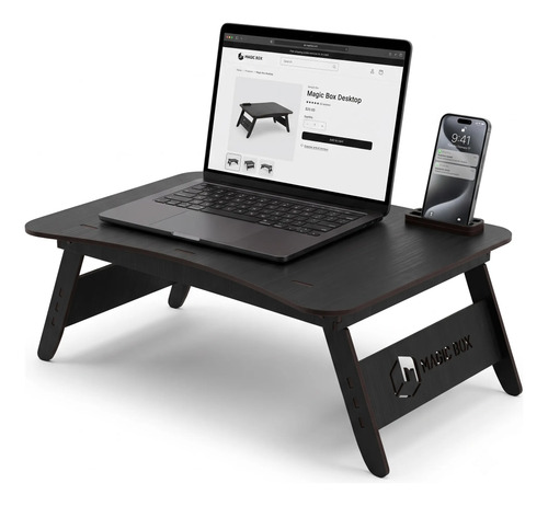 Mesa Multiuso Dobrável Para Notebook Mdf Portátil Moderna Preto
