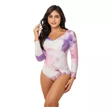 Vestido De Baño Enterizo En Lycra Manga Larga Carol 70040