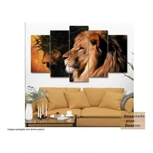 Quadro Jesus Leao De Juda Hd 5 Peças Mosaico Mdf 6mm Hd