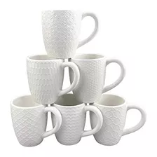 Juego De 6 Tazas De Café De Cerámica Blanca, Elegante...