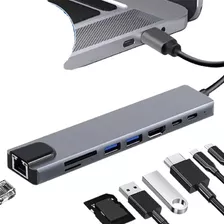 Adaptador Hub P/macbook Air M1 M2 Pro 8 Em 1 Usb-c Hdmi 4k