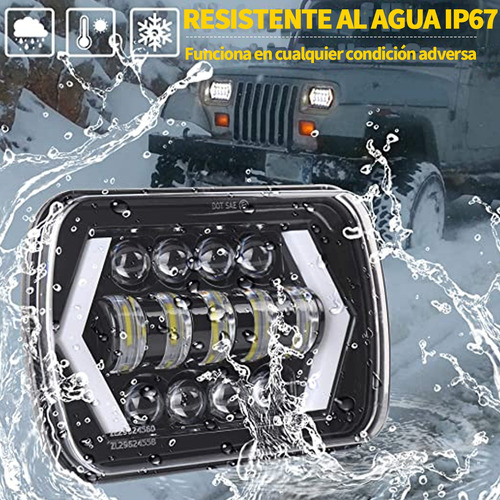 Faros Rectngulo Led 5x7 H4 Para Jeep Nissan Toyota Pickup Foto 5