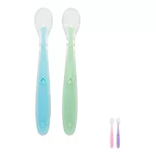 Kit 2 Colheres Introdução Alimentar Anatômica Silicone Buba