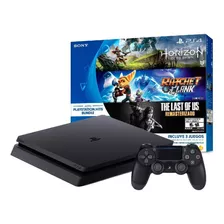 Sony Playstation 4 Slim 500gb Hits Bundle: Horizon Zero Dawn/ratchet Clank/the Last Of Us: Remasterizado Cor Preto Onyx