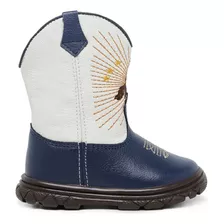 Botina Bota Masculina Country Infantil Texana Couro Azul