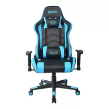 Silla De Escritorio Njoytech Stratos Gamer Ergonómica Negra Y Azul Con Tapizado De Cuero Sintético