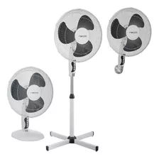 Potente Ventilador Recco 16 , 3 En 1, 4 Velocidades Color De La Estructura Blanco Diámetro 16 Cm Material De Las Aspas Plástico