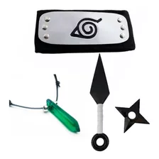 Bandana Naruto + Kunai + Shuriken + Colar Tsunade Naruto Kit