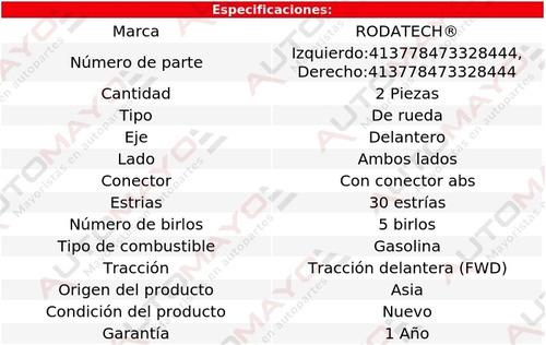 2-mazas Rueda Del C/conector Abs Vectra 3.2l V6 Fwd 03-05 Foto 2