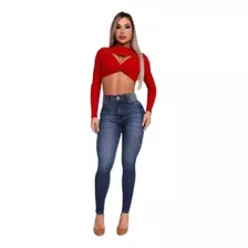 Calça Jeans Maria Gueixa Skinny Feminina Casual Cintura Alta