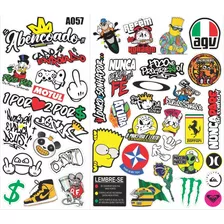 Cartela De Adesivos 43 Unidades Bike Moto Carro Notebook