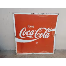 Antiguo Cartel De Coca Cola En Chapa Original 100x100cm 