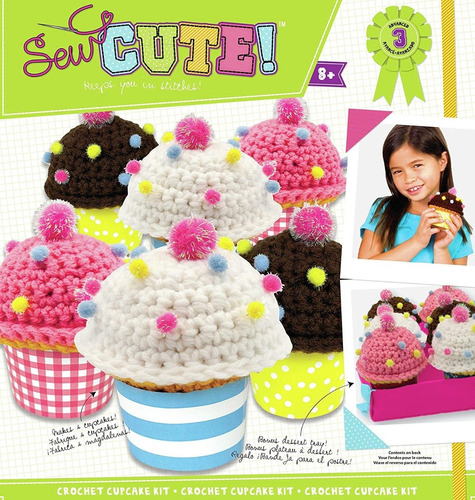 Set Bordado A Crochet Cupcakes - Sew Cute - Hobby Lovers