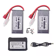 Sea Jump 2pcs 7.4v 2000mah T-plug Li Batería Con Cargador 2