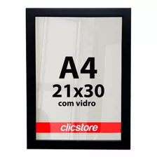 Moldura A4 21x30 Quadro Com Vidro Diploma Foto Certificado