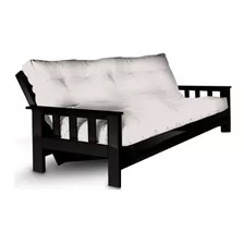 Futon Cama 3 Cuerpos Guatambú Lustrado Con Colchón Ecocuero