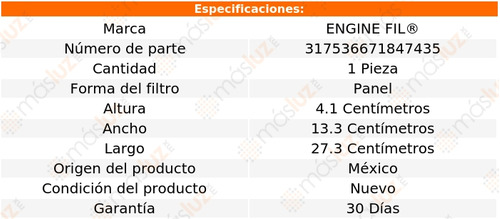 1- Filtro De Aire Dodge Mini Ram 3.0lv6 1987/1988 Engine Fil Foto 2