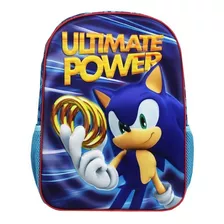 Mochila Escolar Sonic 16 Ultimate Power Diseño 3d Color Azul