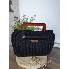 Bolsa Campos Preta - Feita À Mão - Sob Encomenda