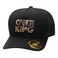 Boné Overking Aba Curva Trucker 3d Preto Camuflado