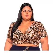 Cropped Plus Size Manga Princesa C/ Lycra Oncinha Lindoo