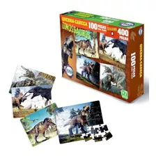 Jogo Quebra Cabeça Infantil Dinossauros 4 Em 1 Puzzle 400pçs