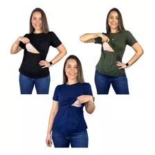 Kit 3 Blusas Amamentação Diversas Cores Premium Amamentar