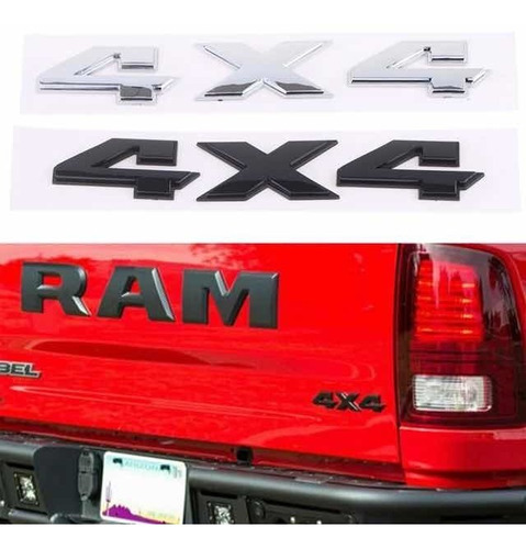 Emblema 4x4 Cromo 3d Ram Tapa Batea Caja 2022 2021 2020 19 Foto 2