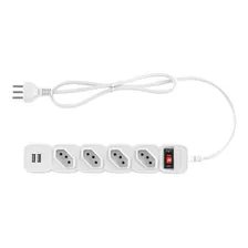 Extensão 4 Tomadas 2 Portas Usb Epe 204 Usb Branco Intelbras