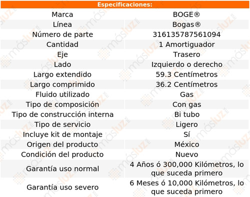 (1) Amortiguador Gas Izq/der Tras Intrepid 98/04 Boge Bogas Foto 2