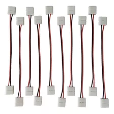 10 Emendas Jumper Conector 2 Vias Para Fita Led 8mm Smd3528 Cor Vermelho E Preto