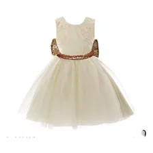 Vestido Princesa Festa Cor Marfim Com Dourado Tam 1 Lindo 