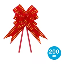 Laço Fácil P/ Presentes 20cm - Vermelho C/ Dourado 200un