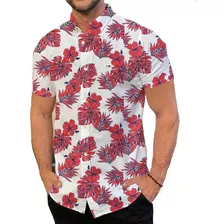 Camisa Para Hombre Importada Manga Corta Estampada Flores 